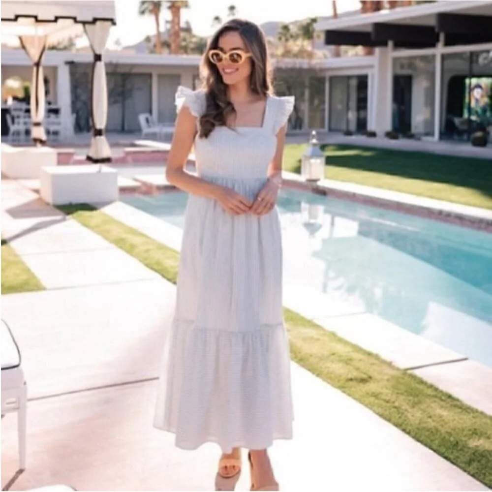 GAL MEETS GLAM Anthropologie Jasmine Stripe Sleeveless Square-Neck Maxi Dress - Picture 4 of 12